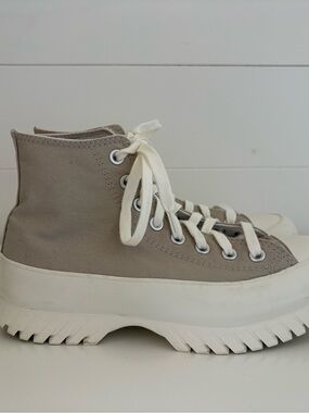 Converse Platform High-Top Sneakers in Taupe and White, Chuck Taylor All Star
